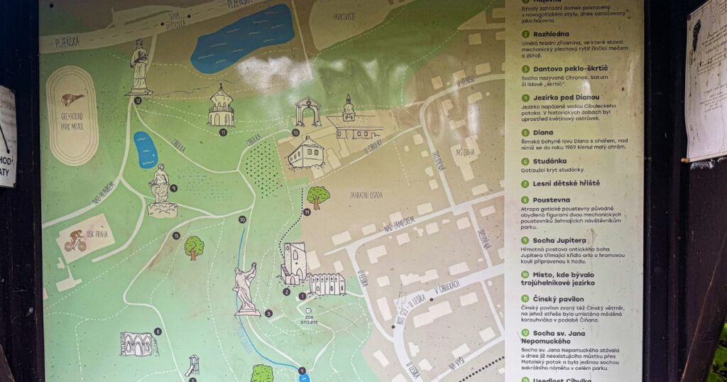 Mapa přírodního parku Motol-Cibulka